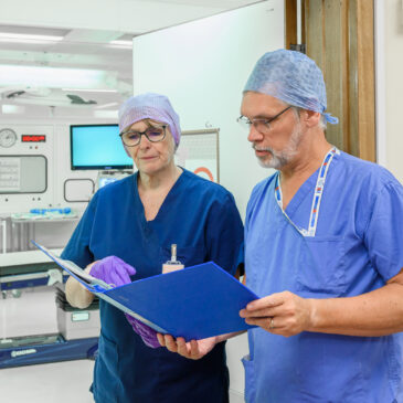 New Foscote Hospital Surgeons in discussion outside theatre