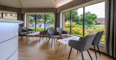 Seating in the reception area at The New Foscote Hospital